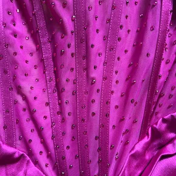 Miss Circle Fuchsia Darlene Crystal Corset Satin Cocktail Formal Dress NWT Sz S - Picture 5 of 11